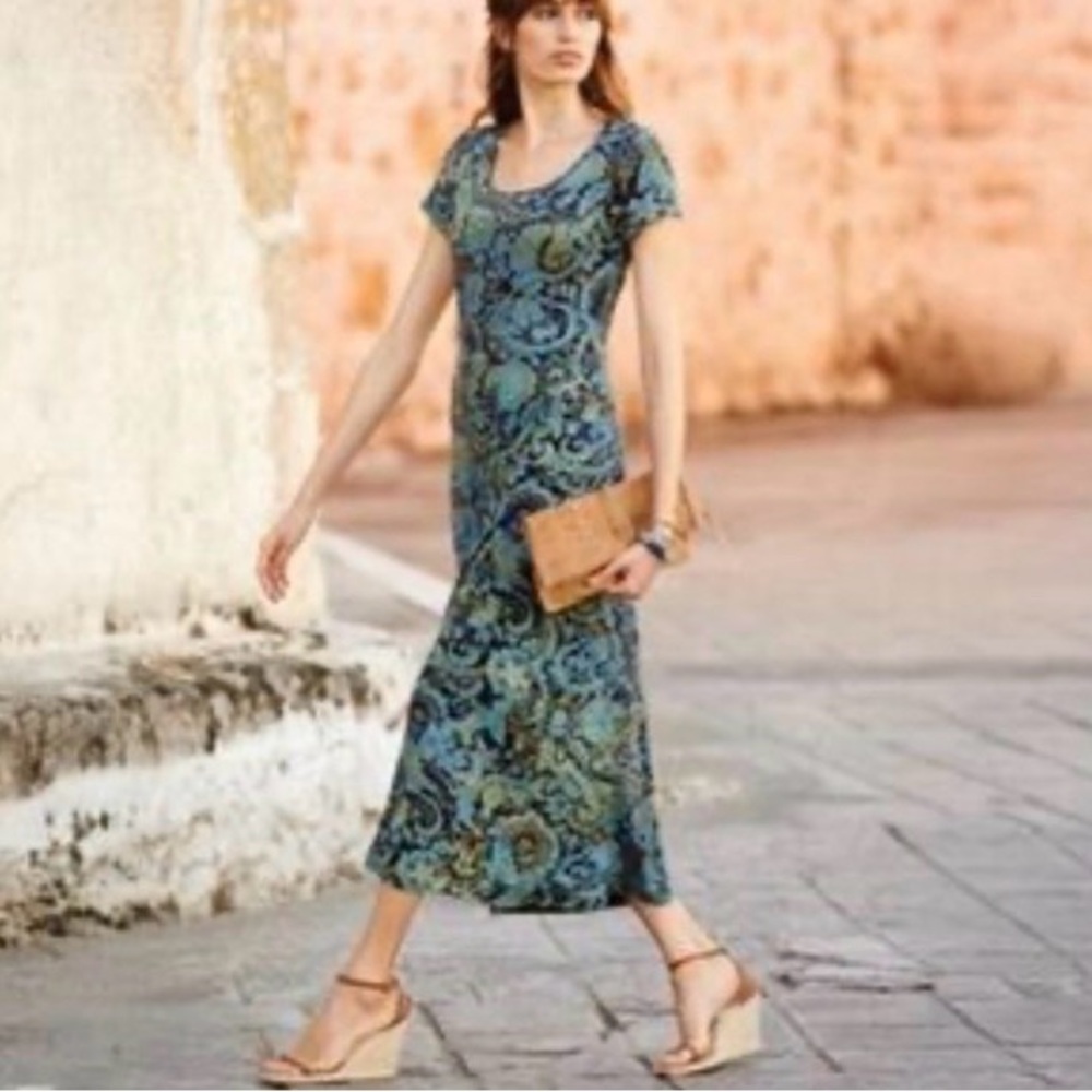 Peruvian Connection Blue Paisley Dress